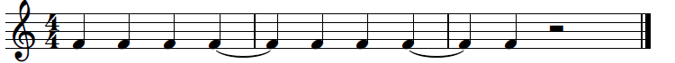 Example of tied notes extending across a bar line